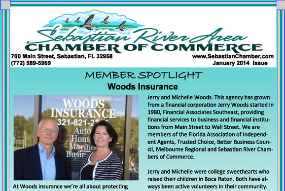Woods Insurance Sebastian River Chamber of Commerce Member Spotlight 2014